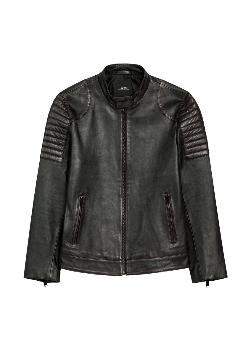 Men's black leather jacket KURMS-0394-99(W26)