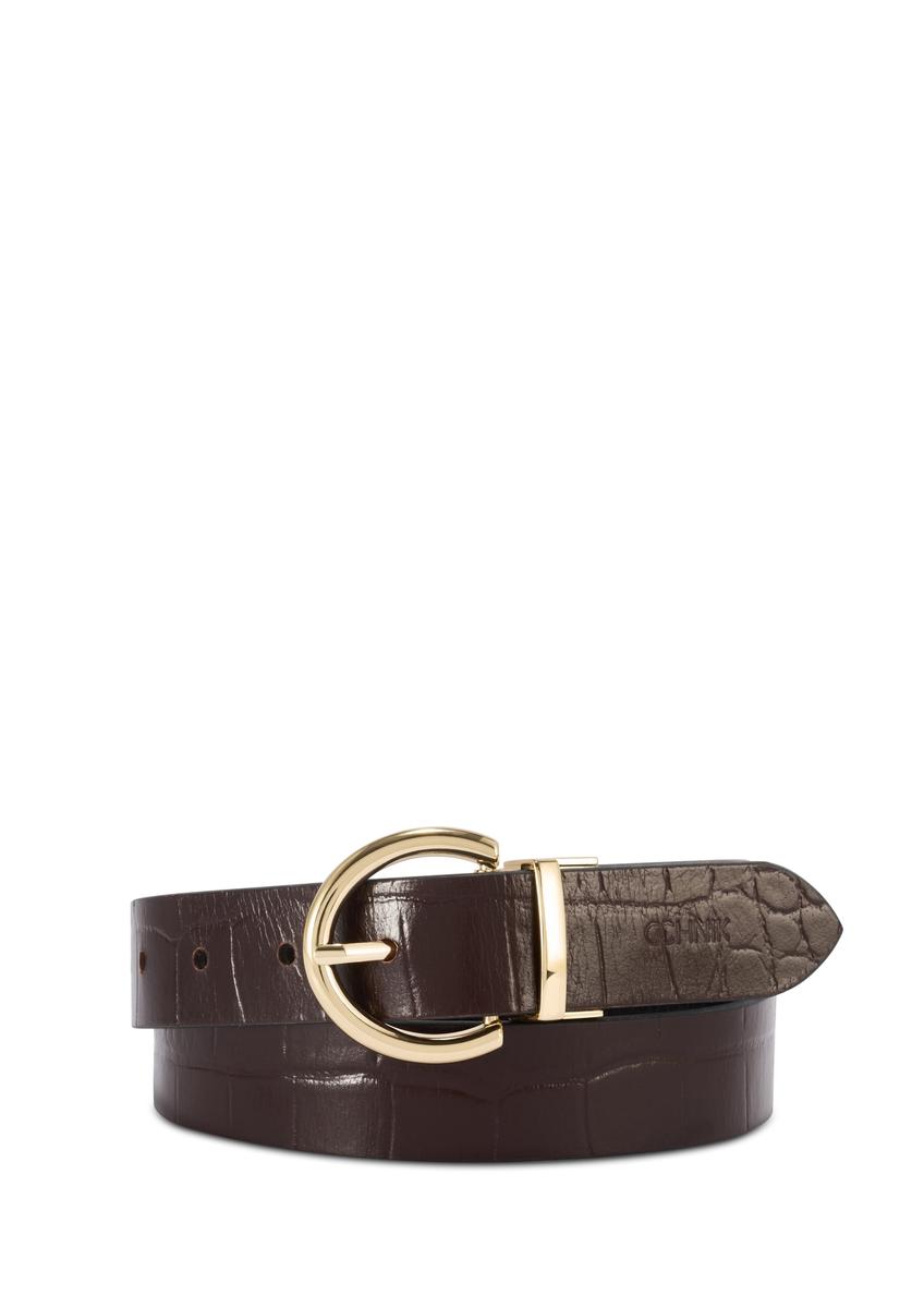 Two-sided burgundy and black women's belt PASDS-0175B-15(Z25)