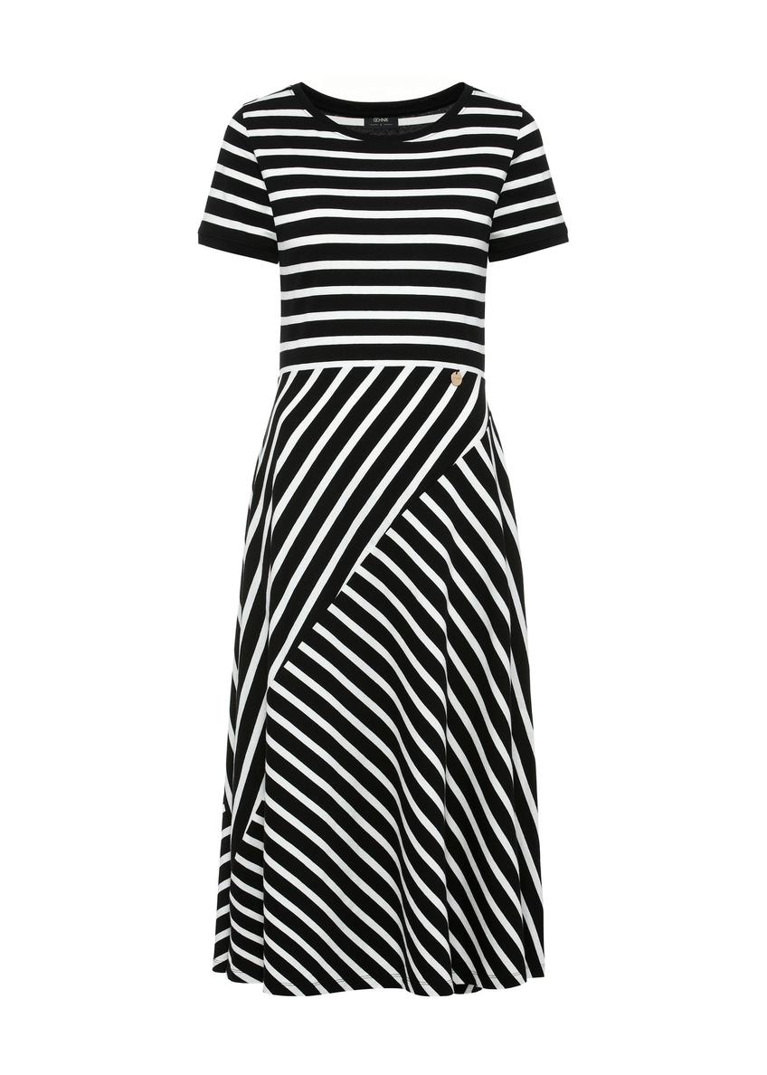 Black and white striped midi dress SUKDT-0182-99(W25)-01