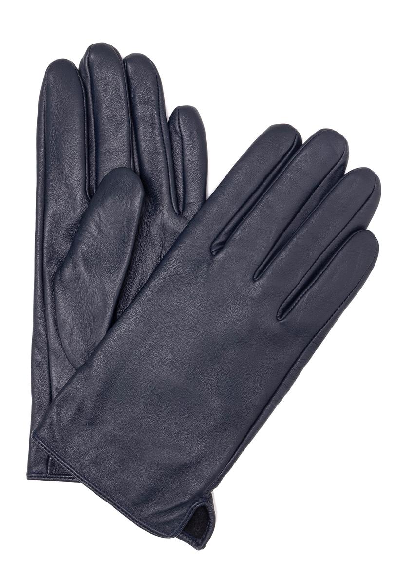 Men's navy blue leather gloves REKMS-0009A-69(Z25), front product view on white background.