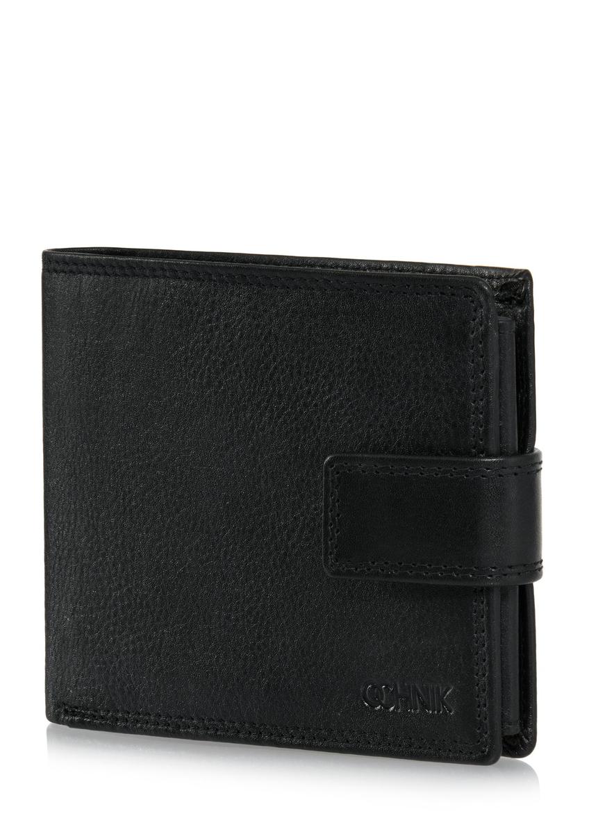 Men's black leather clasp wallet PORMS-0606-99(W24)