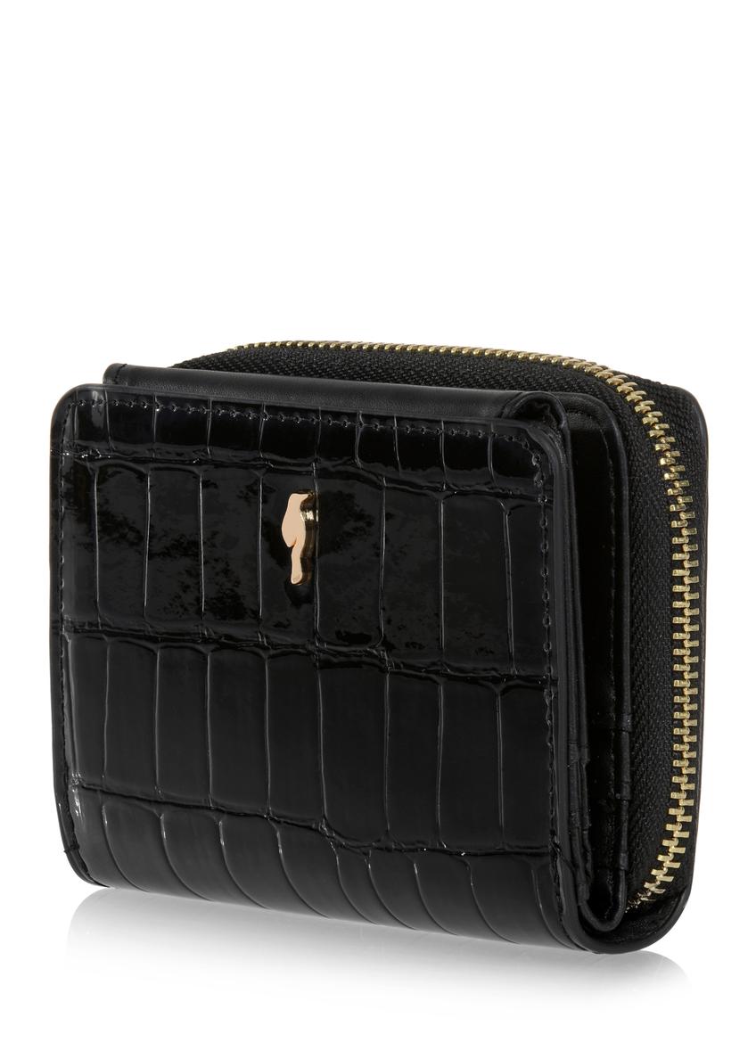 Women's small black croco wallet POREC-0352-97(Z24)