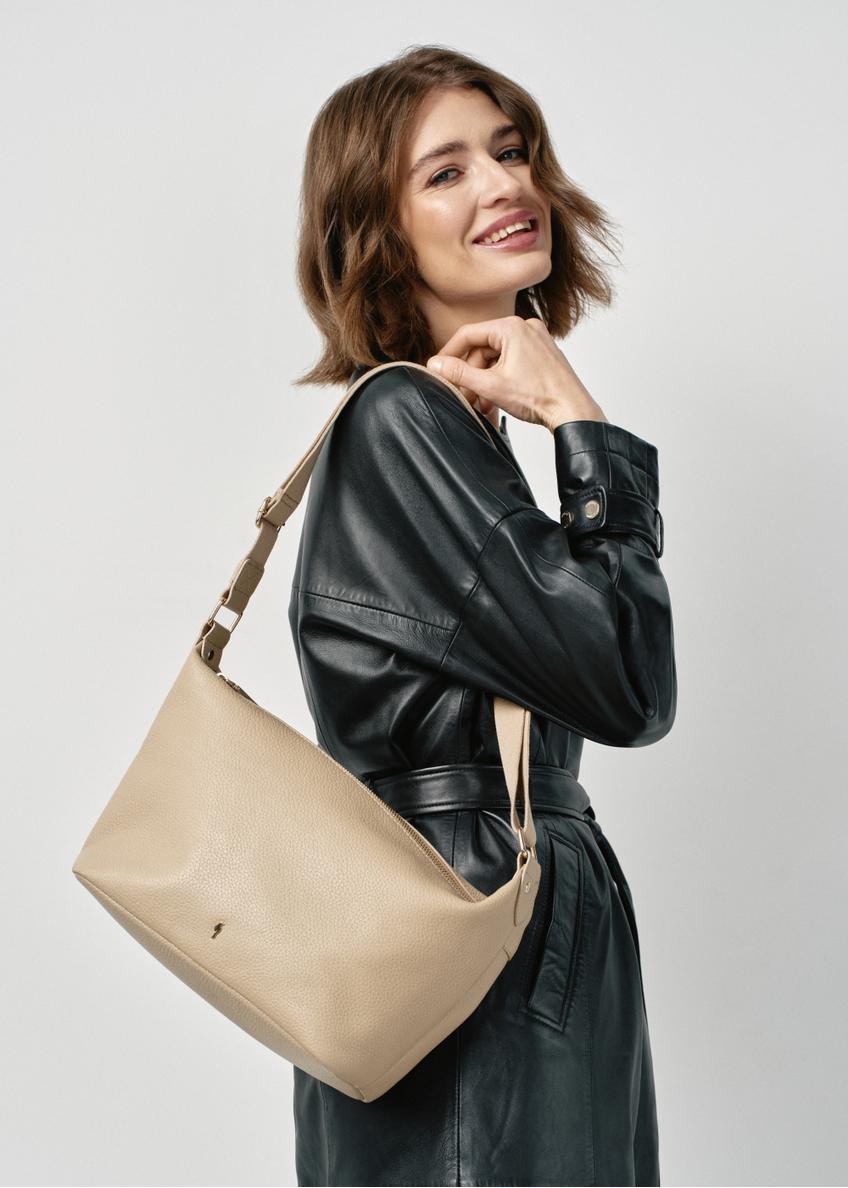 Women's leather handbag in beige TORES-0984-81(W24)