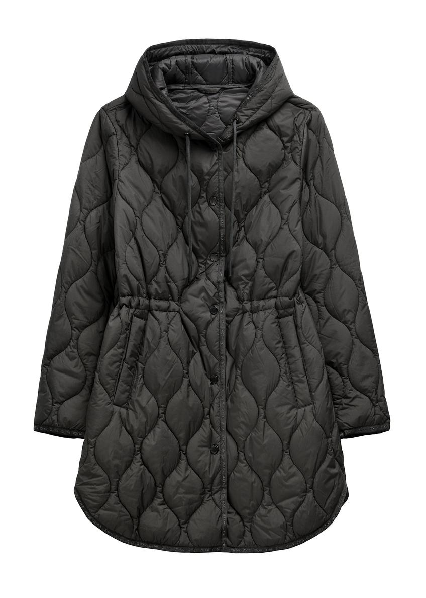 Women's black quilted jacket KURDT-0654-99(W26), front product view on white background.
