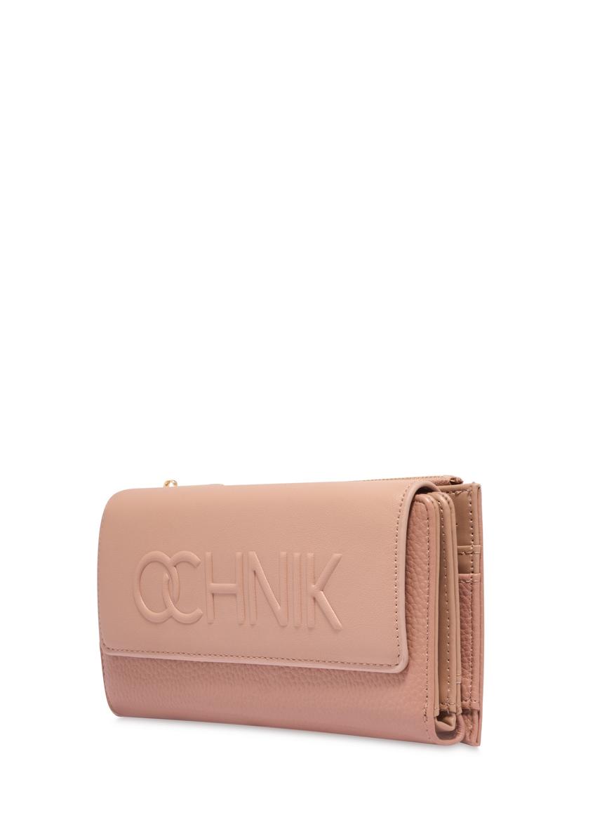 Large beige women's wallet with logo POREC-0343A-1B(Z26)