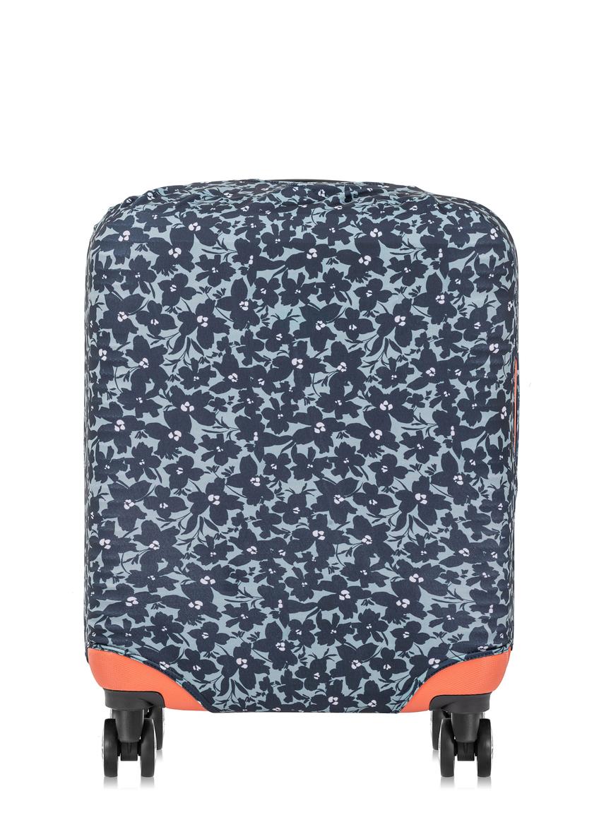 Floral small suitcase cover AW-013-0004-15-S(W25), product view on the suitcase on a white background.