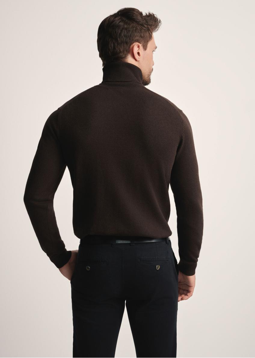 Men's dark brown turtleneck sweater SWEMT-0095B-1I(Z26)