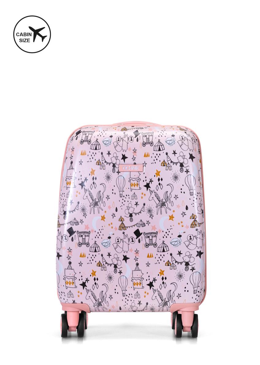 Small pink suitcase on wheels WALAB-0079-34-19(W25)