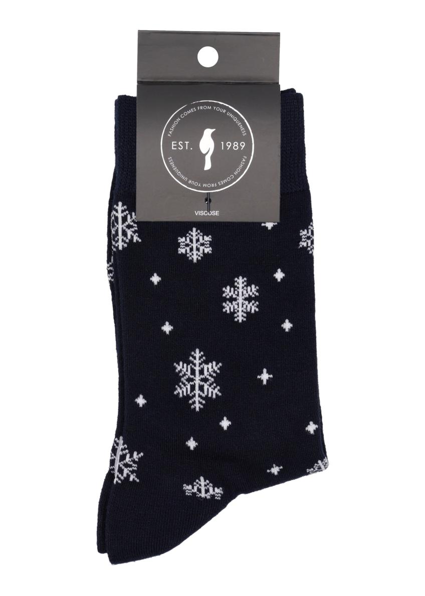Men's black socks with a winter print SKAMT-0204-9P(Z26)