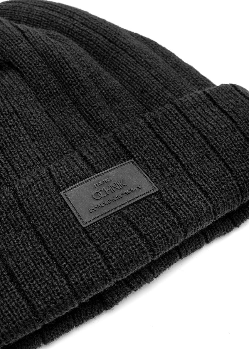 Black woolen men's winter hat CZAMT-0018A-99(Z25)