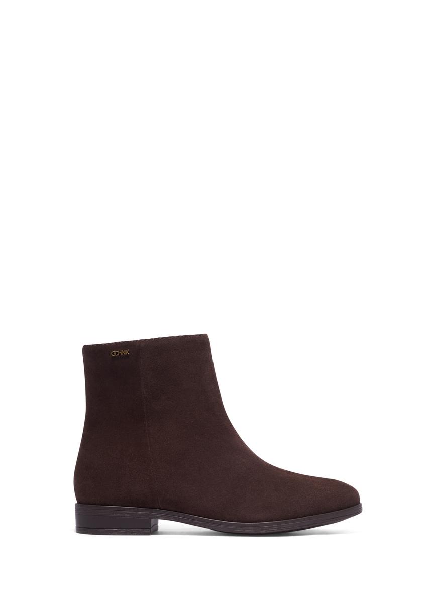 Dark brown suede women's ankle boots BUTYD-1193-1I(Z26)