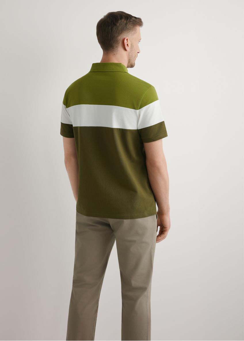 Men's green cotton polo shirt POLMT-0087-8E(W26)