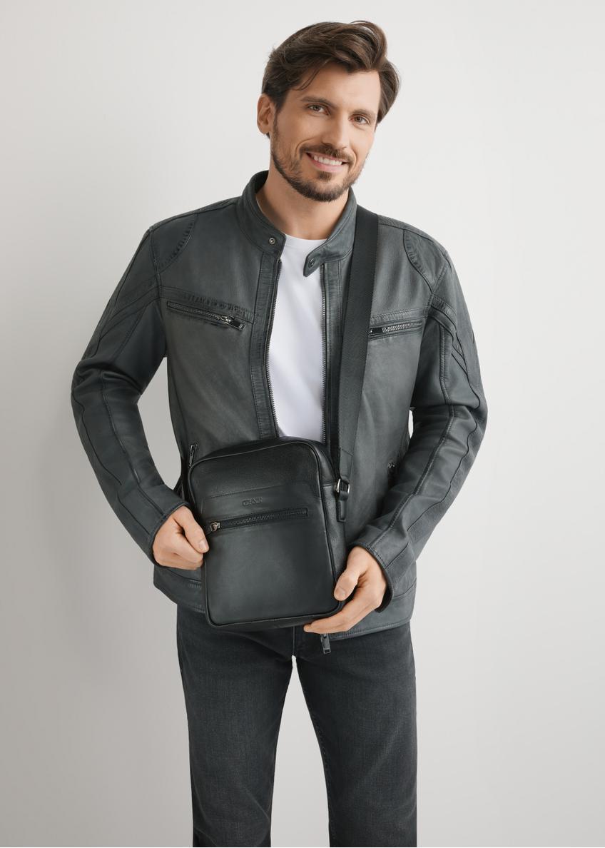 Men's black leather messenger bag TORMS-0499-99(W26)