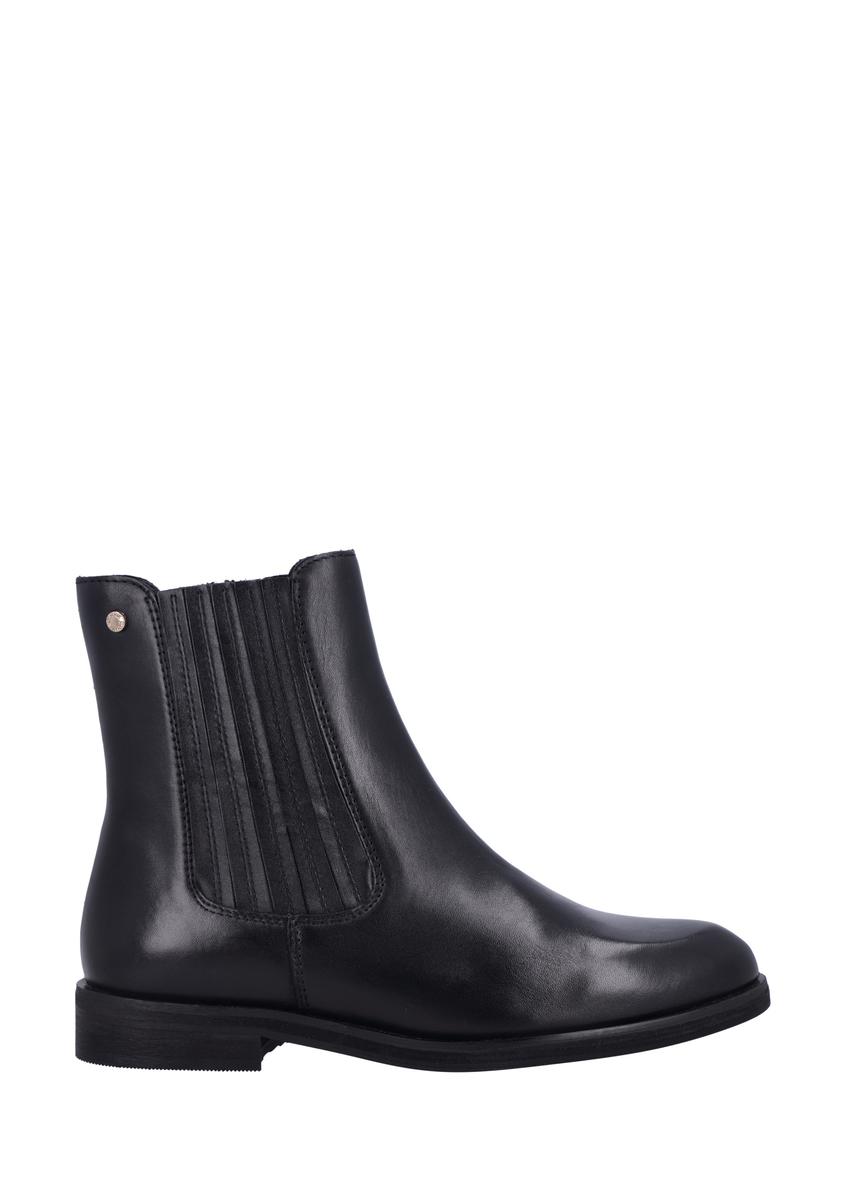 Women's black leather Chelsea boots BUTYD-1279-99(Z26), side view of the product on a white background.