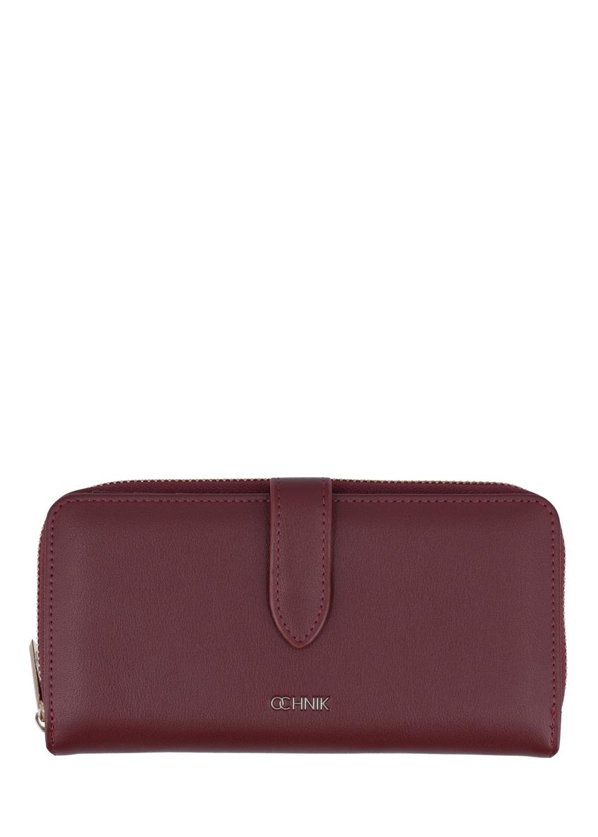 Burgundy large women's wallet POREC-0444-4D(Z26) - front product view, on white background.