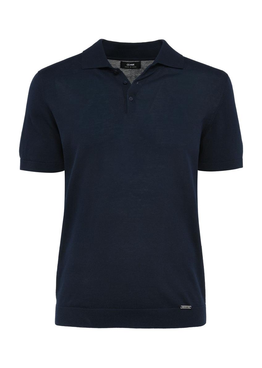 Navy blue cotton polo shirt POLMT-0075-69(W25)