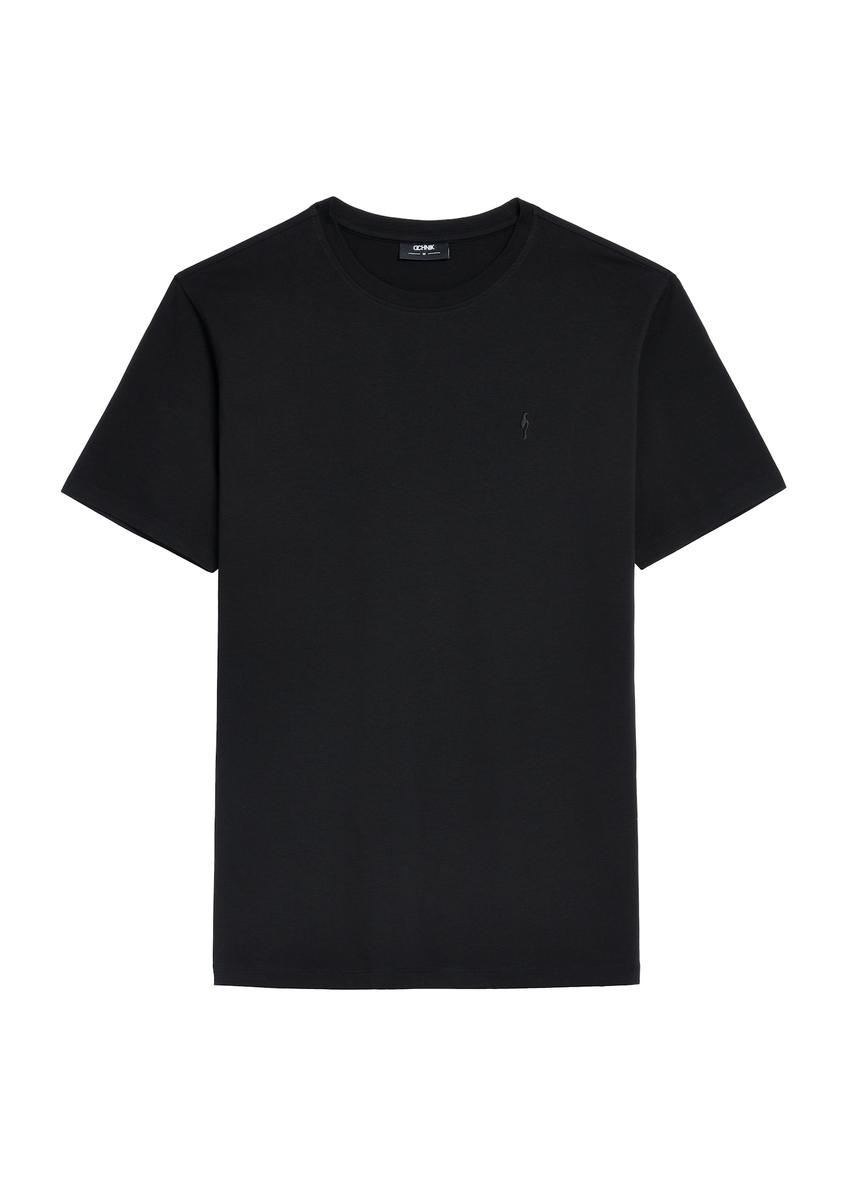 Black cotton men's T-shirt TSHMT-0120-99(W25), product visible from the front on a white background.