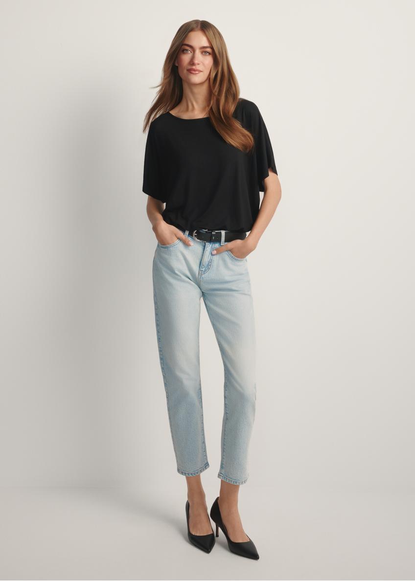 Women's black ribbed blouse BLUDT-0170-99(W25)