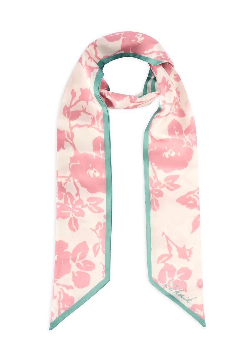 Cream floral women's scarf SZADT-0187-5P(W26), front product view on white background.