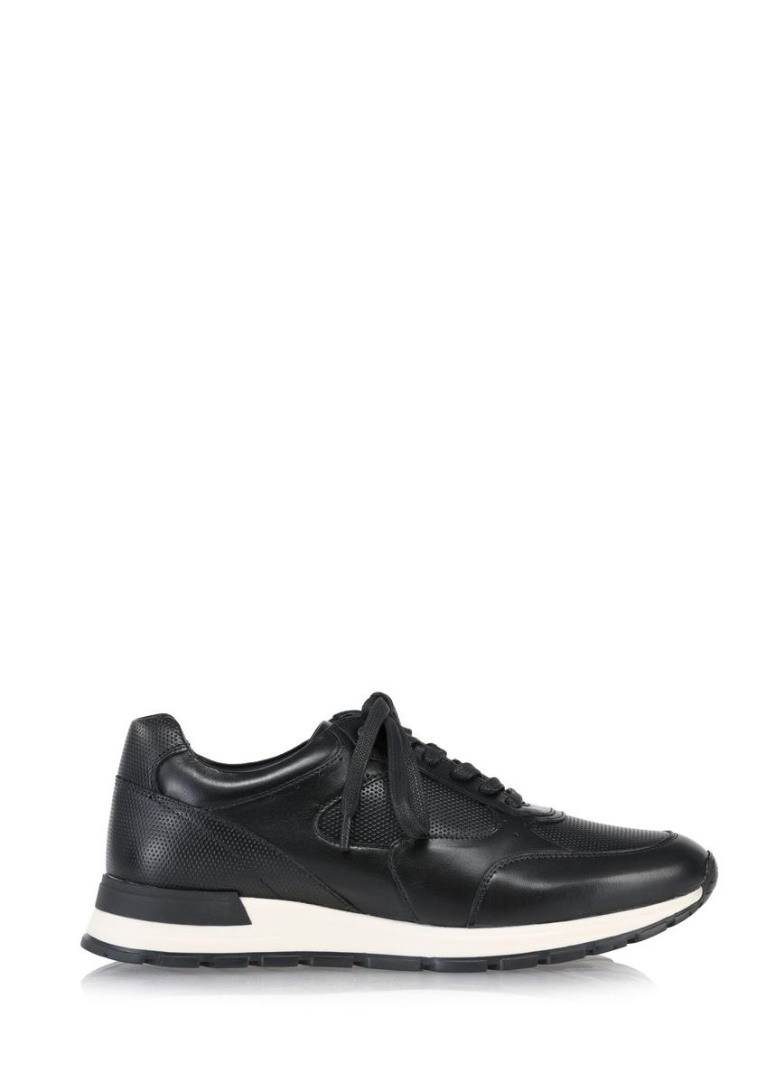 Black leather men's sneakers BUTYM-0480-99(Z24)