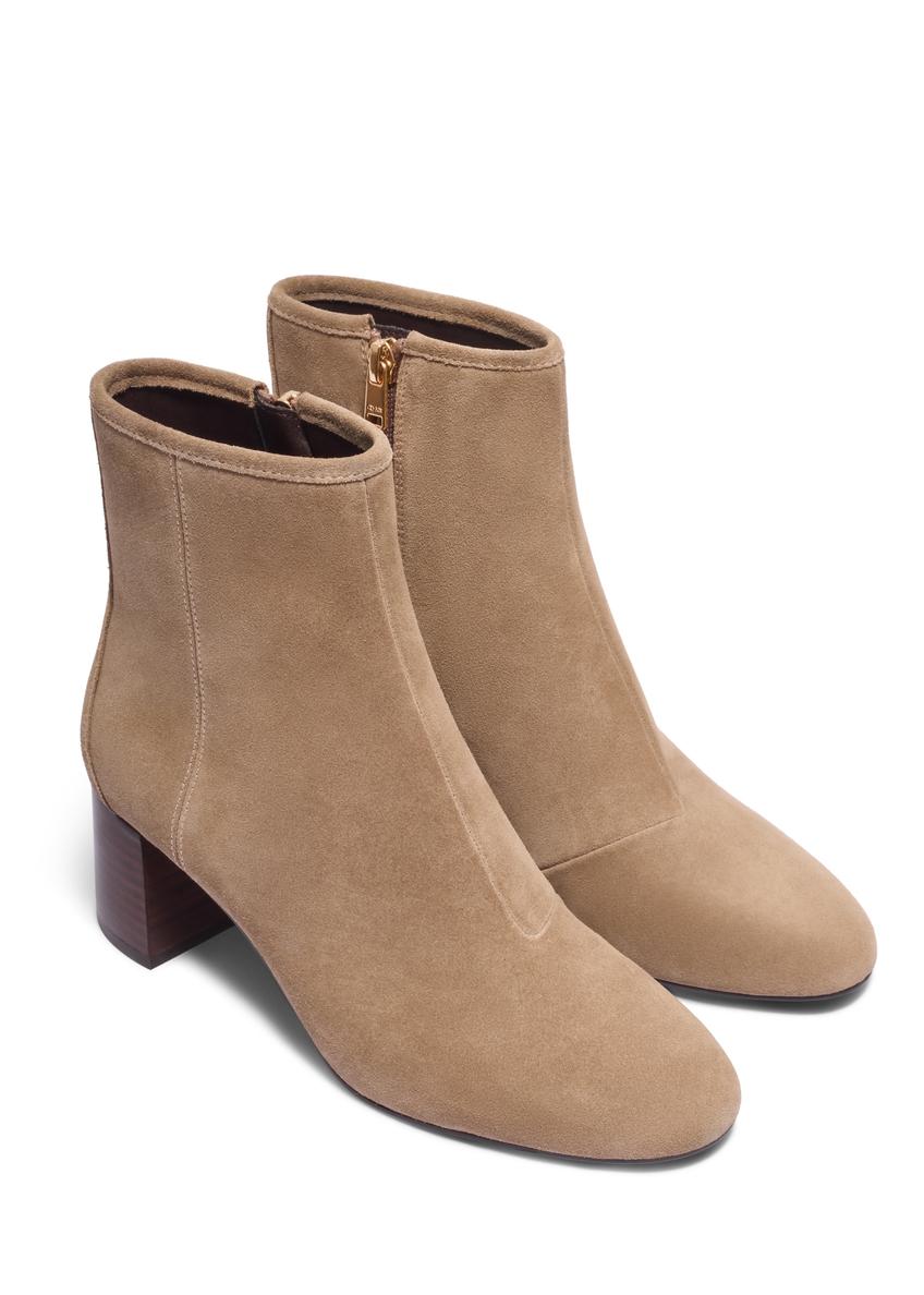Suede ankle boots with heels in cool beige BUTYD-1218-1K(Z26)