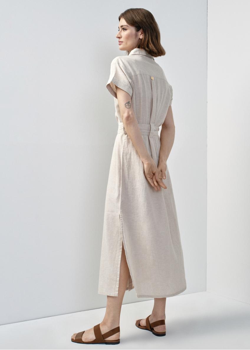 Beige linen maxi dress SUKDT-0199-81(W24)