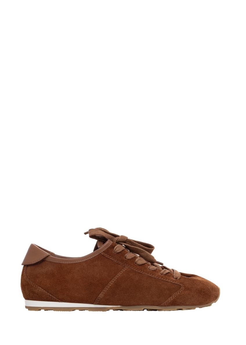 Light brown suede women's sneakers BUTYD-1348-1G(Z26), side product view on white background.