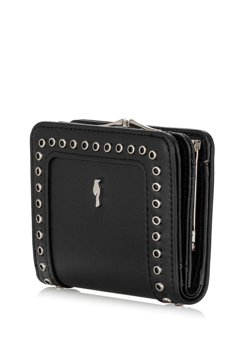 Black small women's wallet with rivets POREC-0384-99(W24)