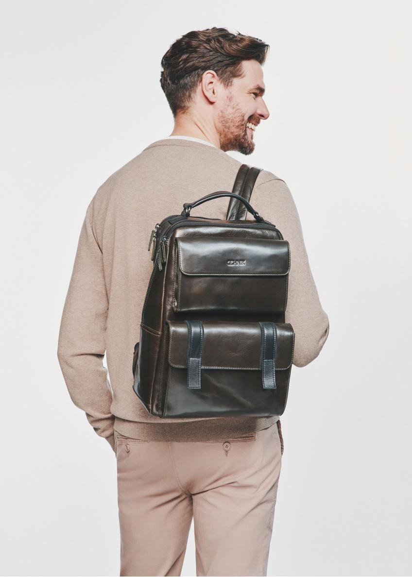 Men's two-compartment leather backpack TORMS-0425-55(Z24)