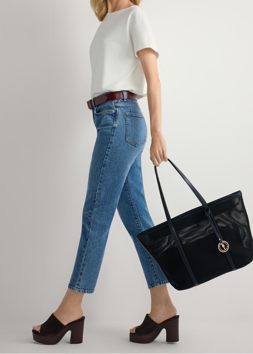 Dark brown leather women's mules with a block heel BUTYD-1275-1I(W26)