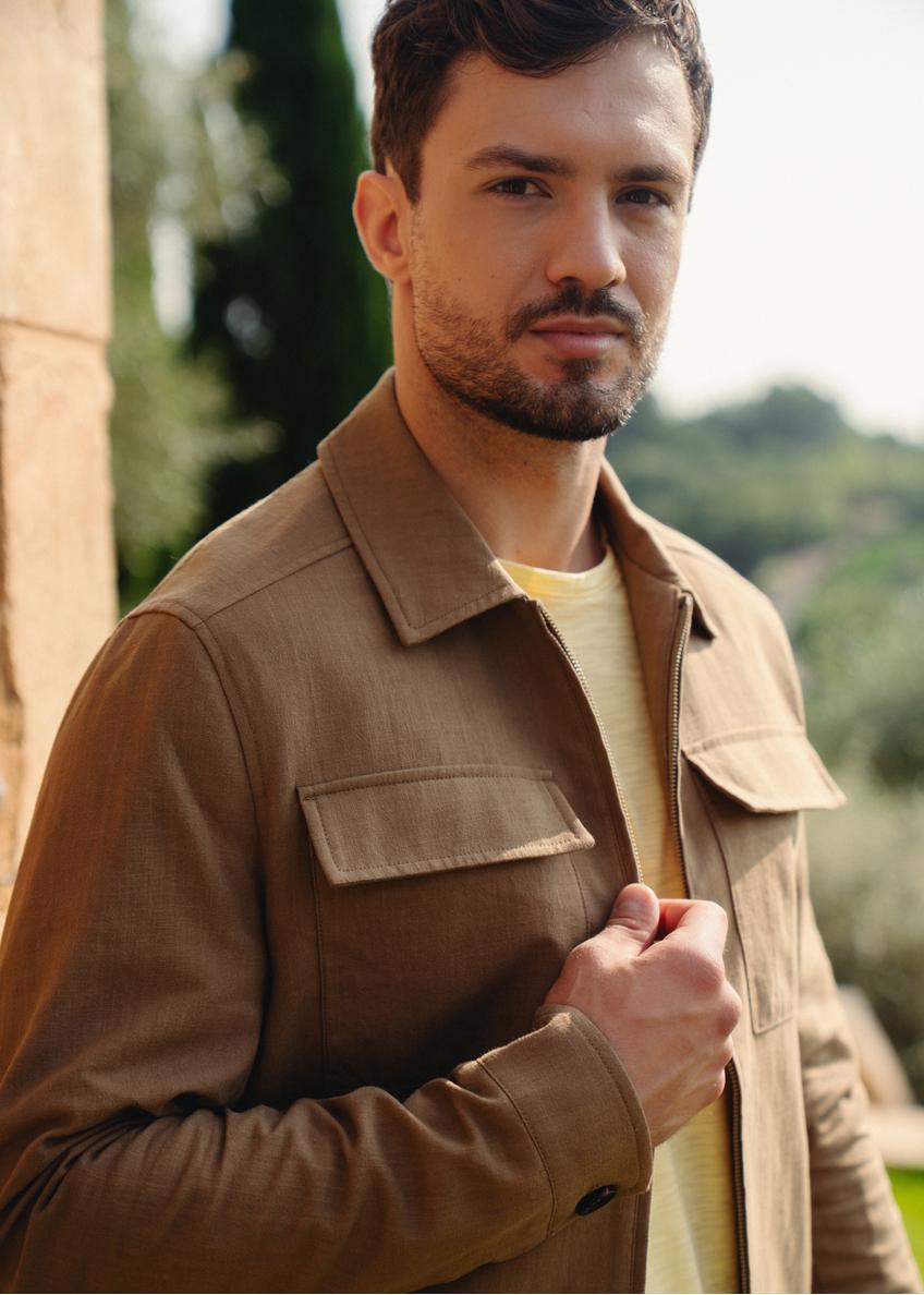 Dark beige men's transition jacket KURMT-0367-82(W25)