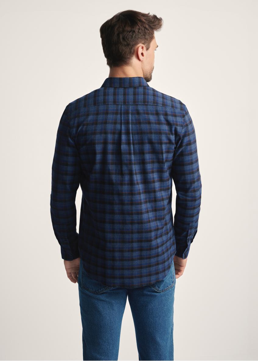 Navy blue men's checkered shirt KOSMT-0333-68(Z25)