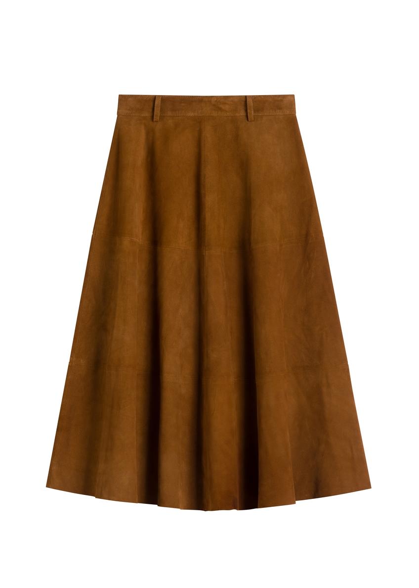 Cognac suede midi skirt SPCDS-0084-1F(W26)