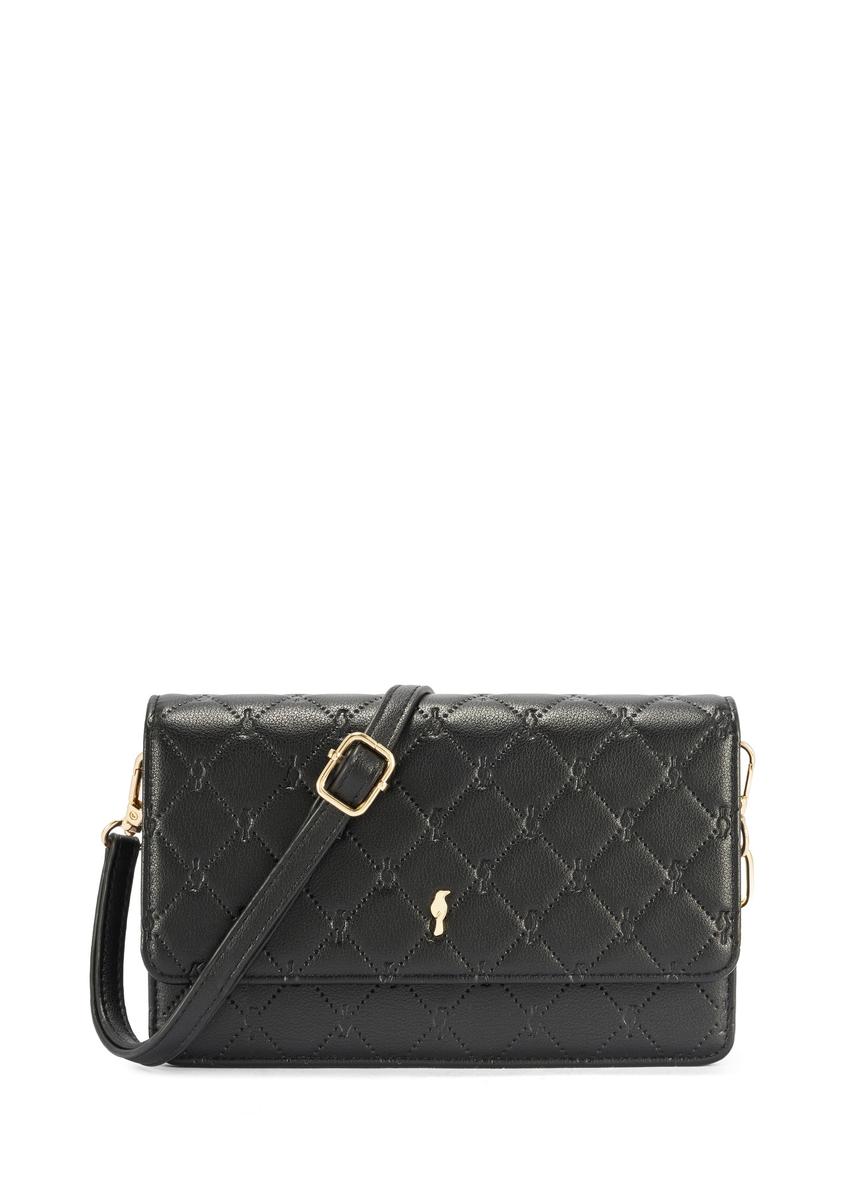 Small women's handbag in black TOREC-1178-9P(W26), front product view on white background.