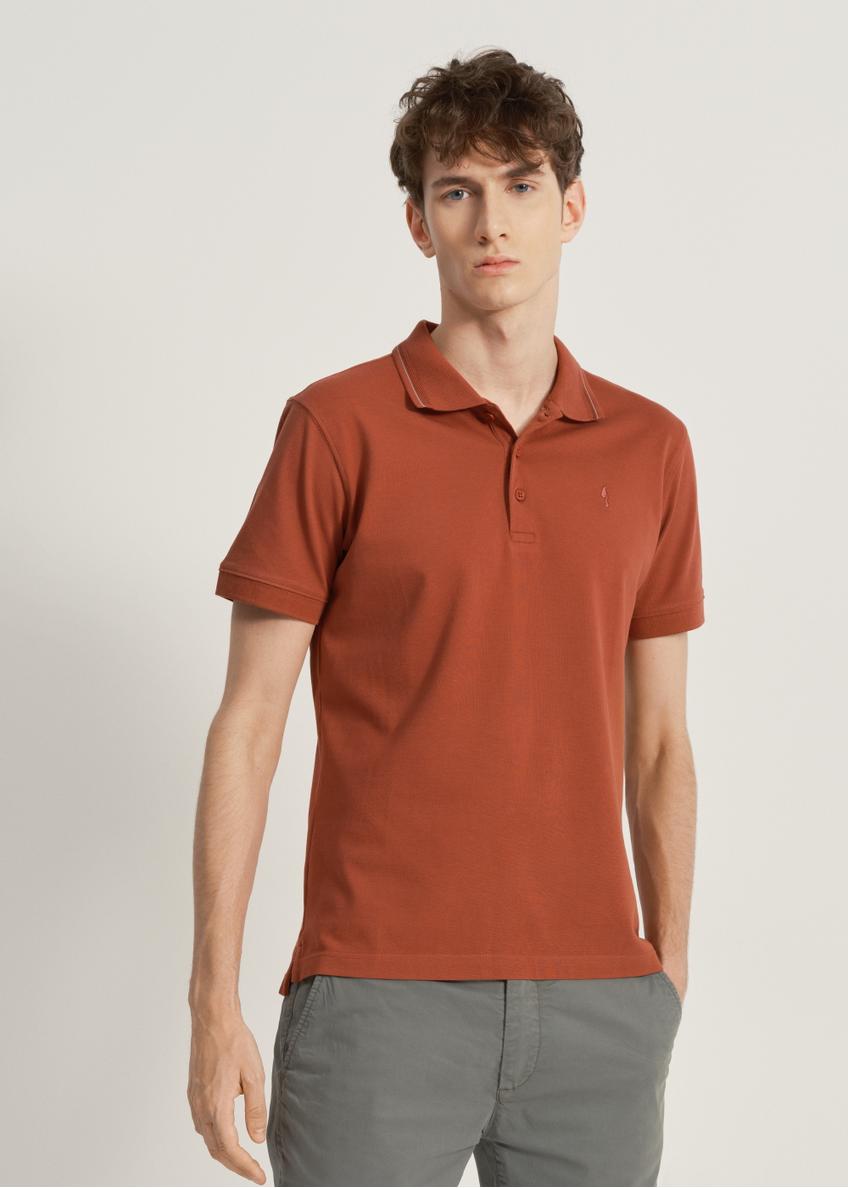 Red polo shirt with logo POLMT-0056-49(W23)-01