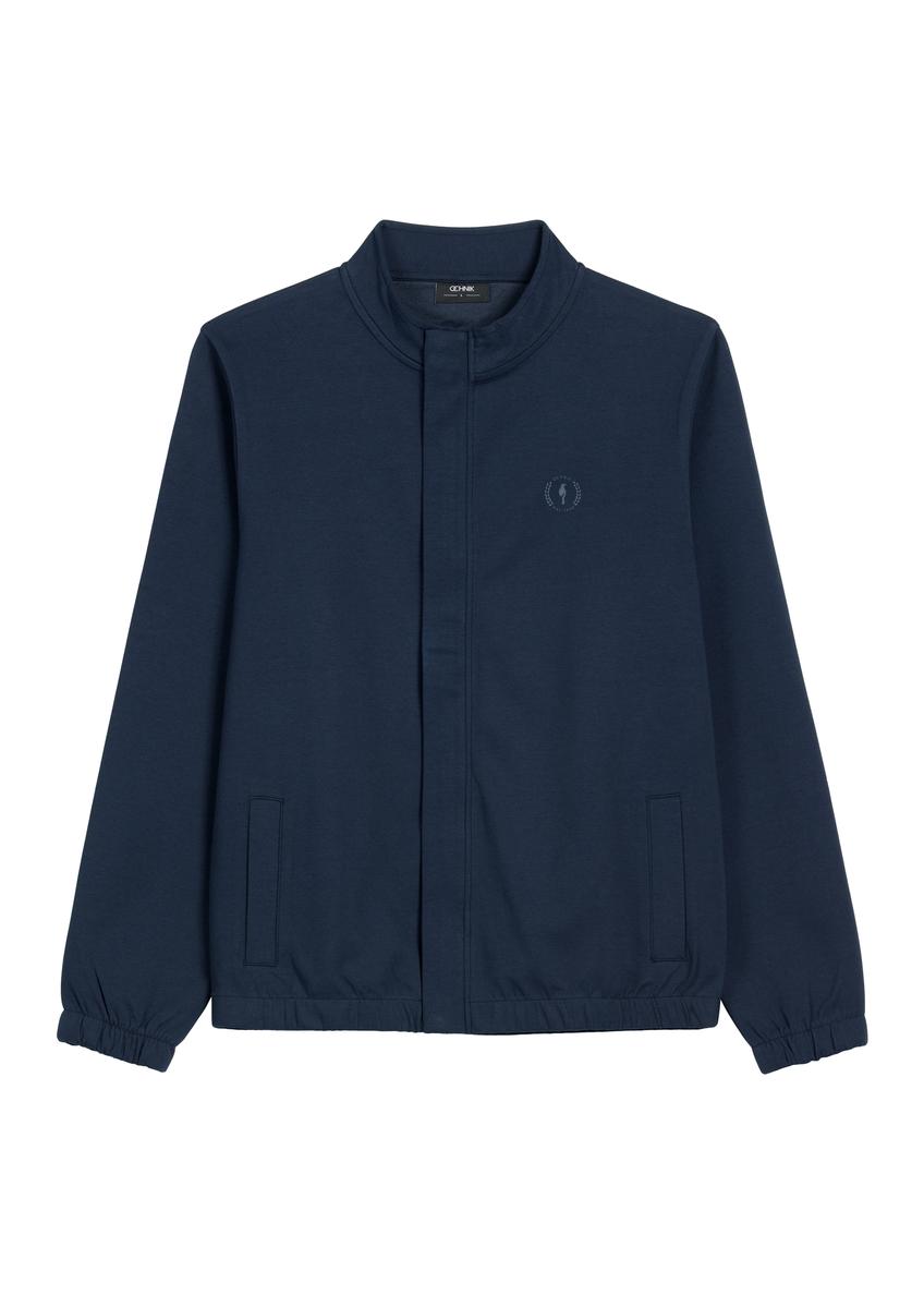 Navy blue men's zippered sweatshirt BLZMT-0072-7E(W26)