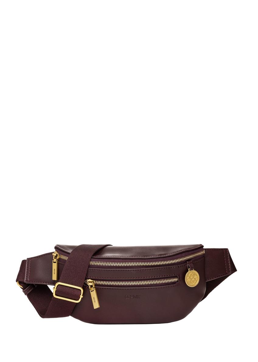 Women's burgundy waist bag TOREC-1338-4D(Z26) - front product view, on a white background.