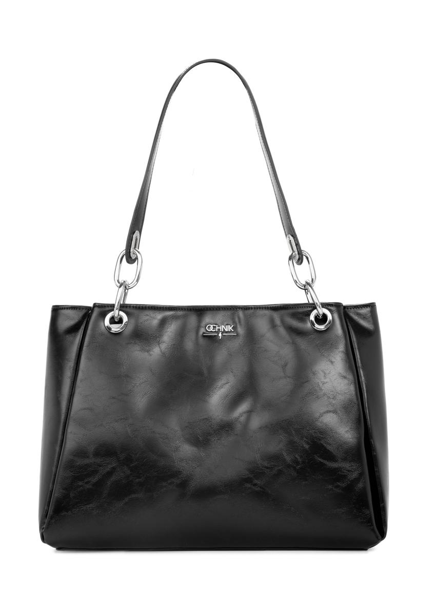 Black large women's handbag TOREC-0998-9F(W26), front product view on white background.