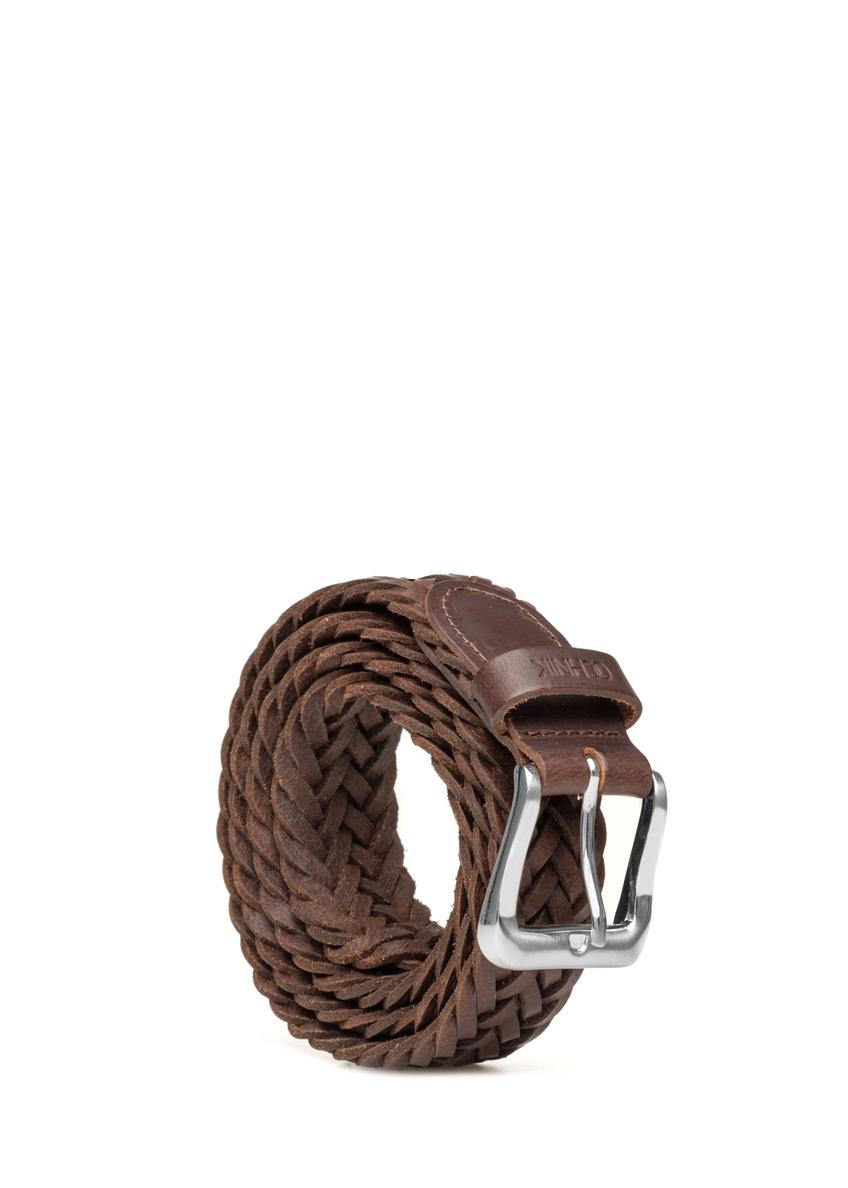 Brown braided men's belt PASMS-0283-1I(W26)