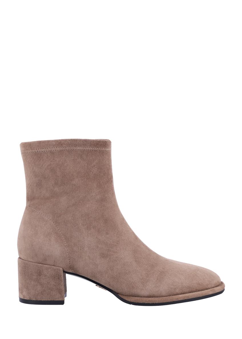 Women's suede ankle boots in cool beige color BUTYD-1341-1K(Z26), side view of the product on a white background.