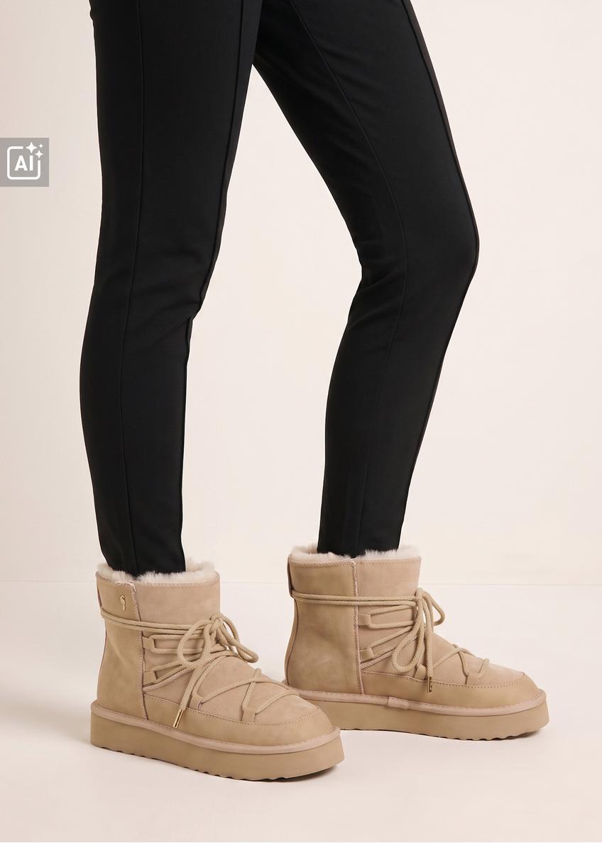 Women's snow boots in cool beige color BUTYD-1221-1K(Z26)