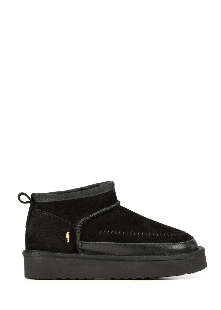 Black women's snow boots BUTYD-1220-9E(Z26), side view of the product on a white background.