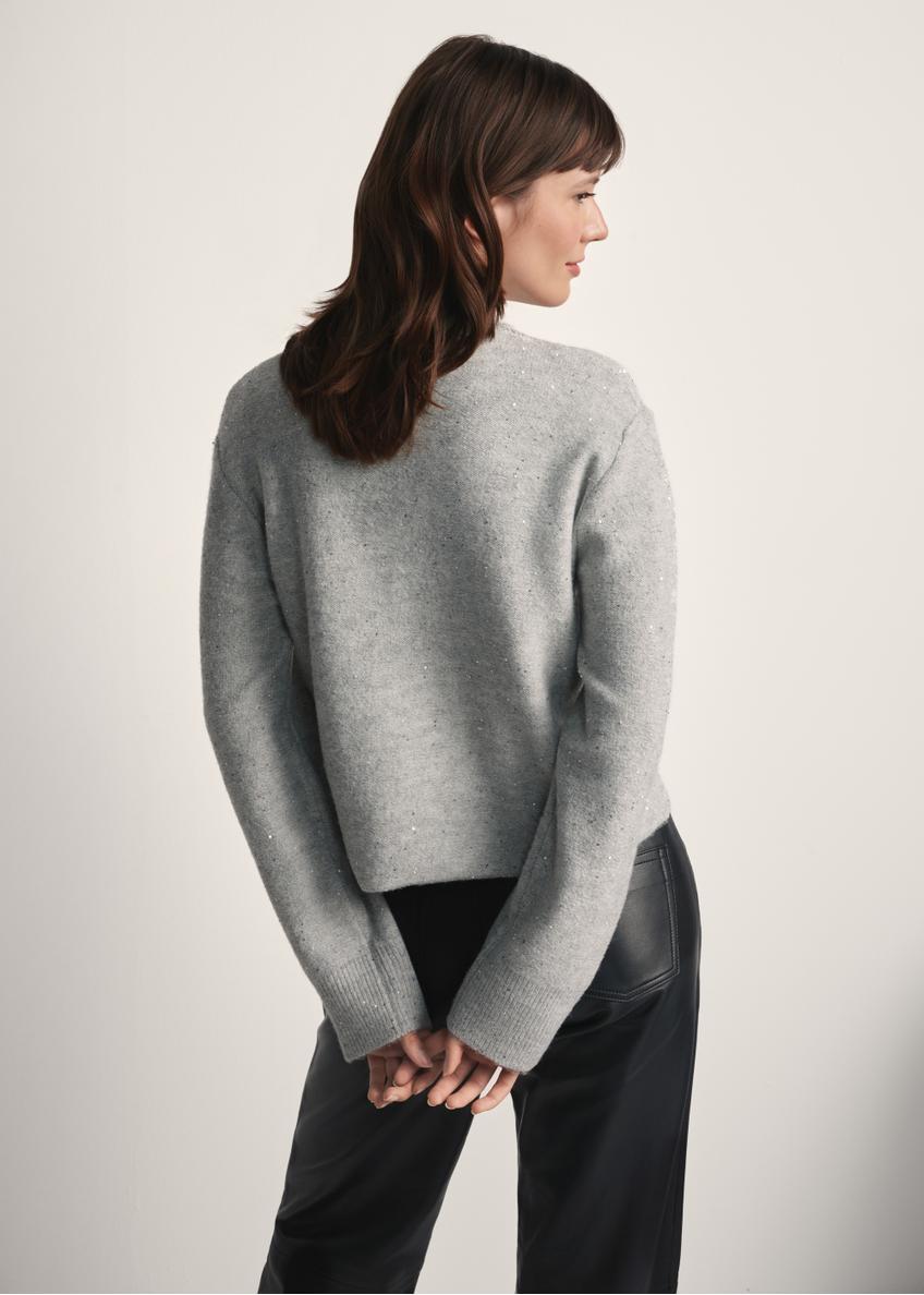 Gray women's sweater with sequins SWEDT-0243-66(Z25)