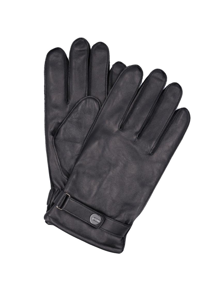 Men's leather gloves with wool lining REKMS-0092-99(Z26), front product view on white background.