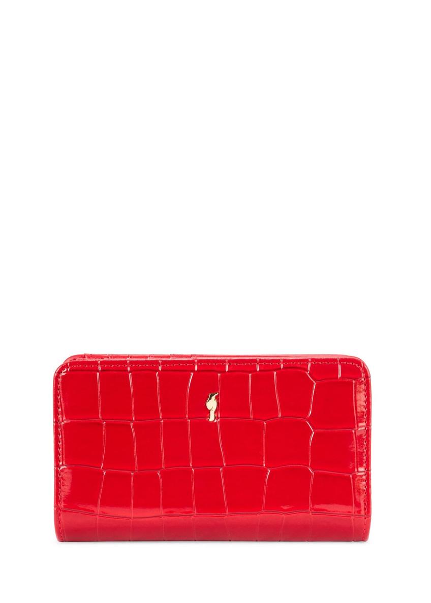 Red women's croco wallet POREC-0353A-42(Z25) - front product view on white background.
