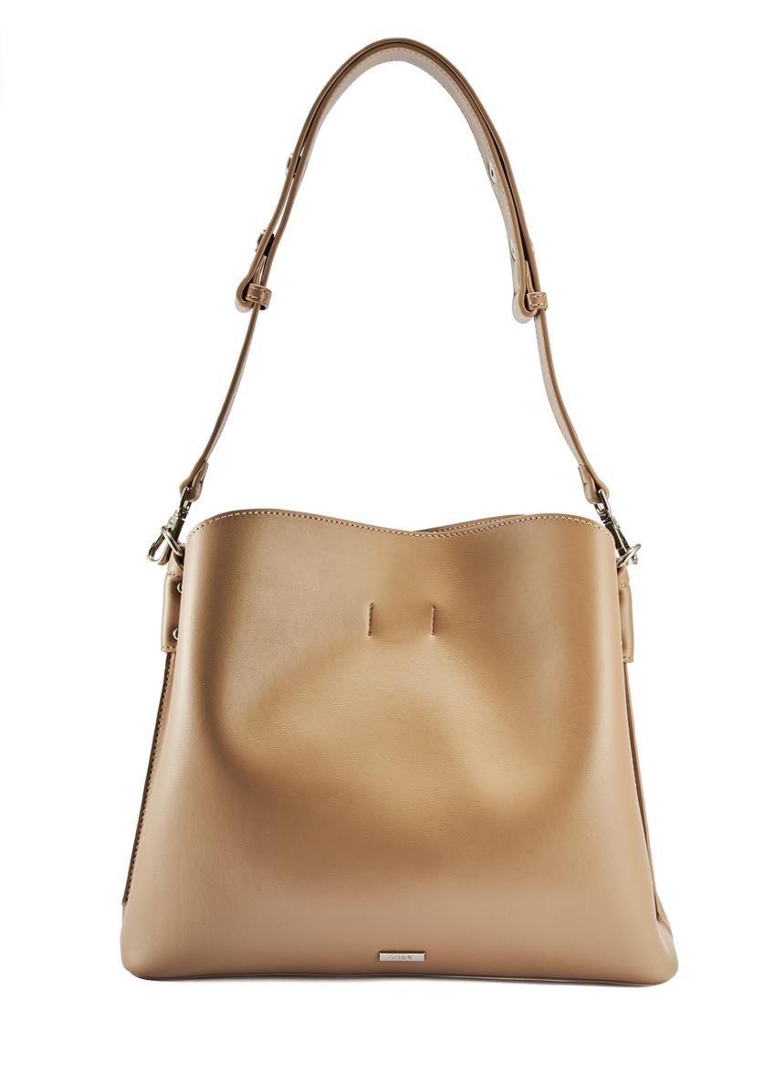 Beige women's shopper bag TOREC-0862B-81(Z25), product view front on white background.