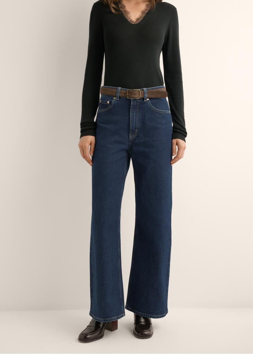 Navy blue women's denim pants JEADT-0013-7E(Z26)