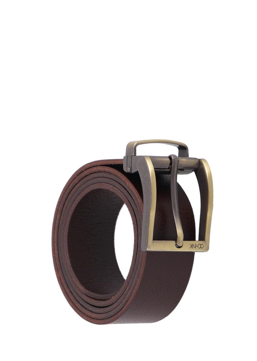 Men's dark brown leather belt PASMS-0289-1I(Z26)