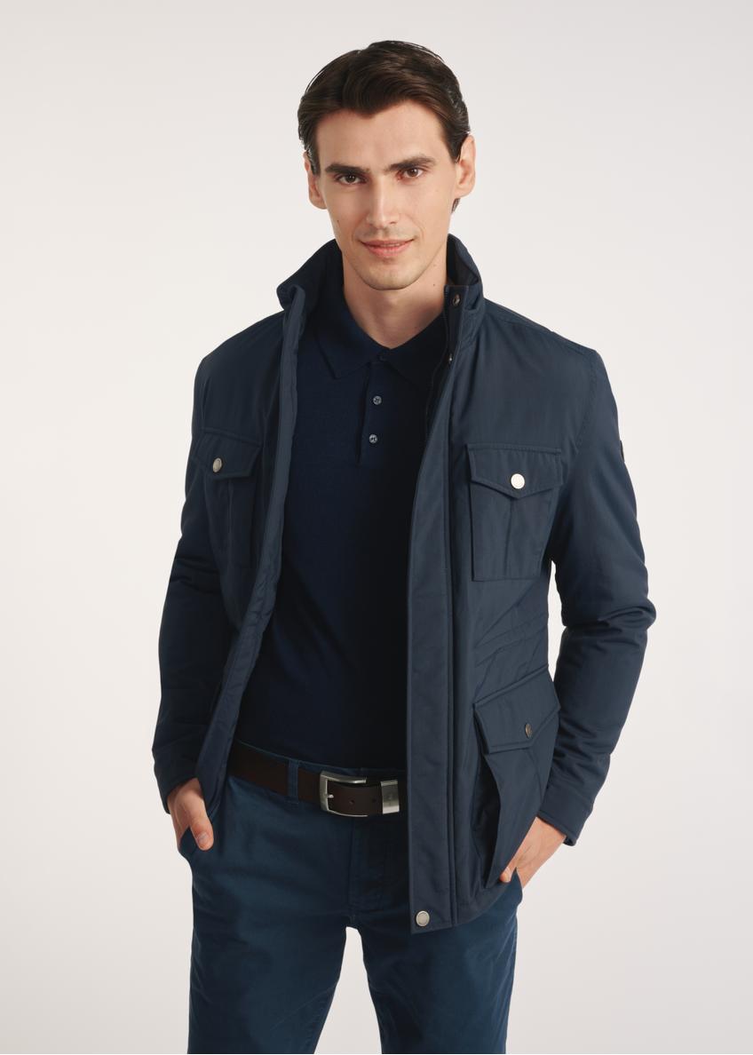 Navy blue men's jacket KURMT-0398-69(Z25), product visible from the front on the model, half of the silhouette visible.
