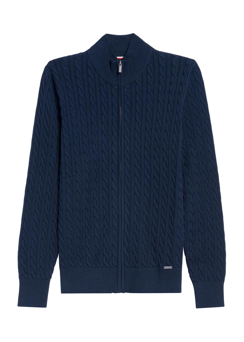 Navy blue men's zippered sweater SWEMT-0169-68(Z25)